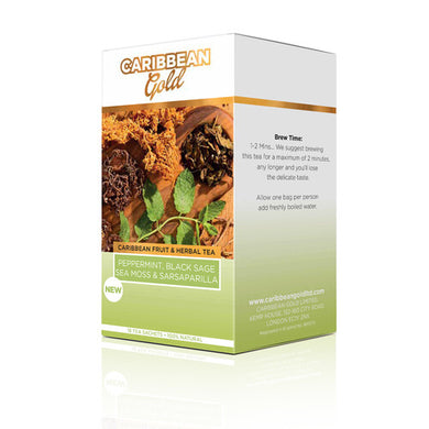 Caribbean Gold Peppermint, Black Sage, Sea Moss, Sarsaparilla Tea