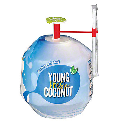 Fresh Young Thai Coconut Water - easy open with straw